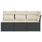 vidaXL Gartensofa mit Kissen 3-Sitzer Schwarz Poly Rattan vidaXL Gartensofa mit Kissen 3-Sitzer Schwarz Poly Rattan