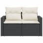 vidaXL Gartensofa mit Kissen 2-Sitzer Schwarz Poly Rattan vidaXL Gartensofa mit Kissen 2-Sitzer Schwarz Poly Rattan