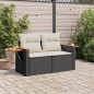 vidaXL Gartensofa mit Kissen 2-Sitzer Schwarz Poly Rattan vidaXL Gartensofa mit Kissen 2-Sitzer Schwarz Poly Rattan