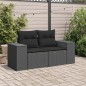 vidaXL Gartensofa mit Kissen 2-Sitzer Schwarz Poly Rattan vidaXL Gartensofa mit Kissen 2-Sitzer Schwarz Poly Rattan
