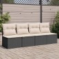 vidaXL Gartensofa mit Kissen 4-Sitzer Schwarz Poly Rattan vidaXL Gartensofa mit Kissen 4-Sitzer Schwarz Poly Rattan