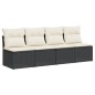 vidaXL Gartensofa mit Kissen 4-Sitzer Schwarz Poly Rattan vidaXL Gartensofa mit Kissen 4-Sitzer Schwarz Poly Rattan
