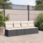 vidaXL Gartensofa mit Kissen 4-Sitzer Schwarz Poly Rattan vidaXL Gartensofa mit Kissen 4-Sitzer Schwarz Poly Rattan