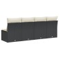 vidaXL Gartensofa mit Kissen 4-Sitzer Schwarz Poly Rattan vidaXL Gartensofa mit Kissen 4-Sitzer Schwarz Poly Rattan
