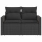 vidaXL Gartensofa mit Kissen 2-Sitzer Schwarz Poly Rattan vidaXL Gartensofa mit Kissen 2-Sitzer Schwarz Poly Rattan