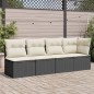 vidaXL Gartensofa mit Kissen 4-Sitzer Schwarz Poly Rattan vidaXL Gartensofa mit Kissen 4-Sitzer Schwarz Poly Rattan