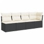 vidaXL Gartensofa mit Kissen 4-Sitzer Schwarz Poly Rattan vidaXL Gartensofa mit Kissen 4-Sitzer Schwarz Poly Rattan