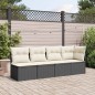vidaXL Gartensofa mit Kissen 4-Sitzer Schwarz Poly Rattan vidaXL Gartensofa mit Kissen 4-Sitzer Schwarz Poly Rattan