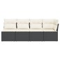 vidaXL Gartensofa mit Kissen 4-Sitzer Schwarz Poly Rattan vidaXL Gartensofa mit Kissen 4-Sitzer Schwarz Poly Rattan