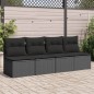 vidaXL Gartensofa mit Kissen 4-Sitzer Schwarz Poly Rattan vidaXL Gartensofa mit Kissen 4-Sitzer Schwarz Poly Rattan