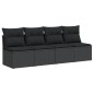 vidaXL Gartensofa mit Kissen 4-Sitzer Schwarz Poly Rattan vidaXL Gartensofa mit Kissen 4-Sitzer Schwarz Poly Rattan