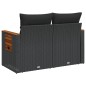vidaXL Gartensofa mit Kissen 2-Sitzer Schwarz Poly Rattan vidaXL Gartensofa mit Kissen 2-Sitzer Schwarz Poly Rattan