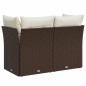 vidaXL Gartensofa mit Kissen 2-Sitzer Braun Poly Rattan vidaXL Gartensofa mit Kissen 2-Sitzer Braun Poly Rattan
