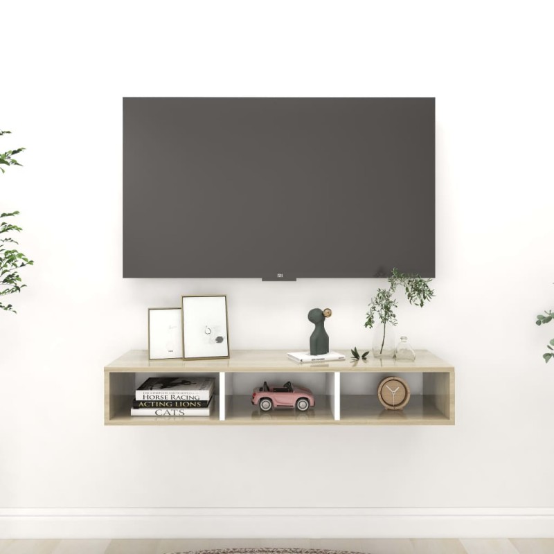 vidaXL Wandregal Weiß Sonoma-Eiche 102x30x17 cm Holzwerkstoff vidaXL Wandregal Weiß Sonoma-Eiche 102x30x17 cm Holzwerkstoff