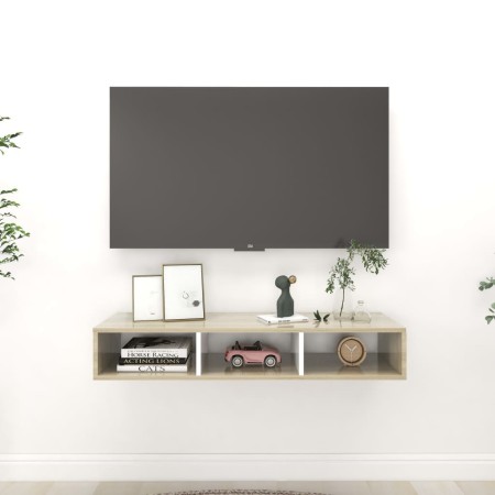 vidaXL Wandregal Weiß Sonoma-Eiche 102x30x17 cm Holzwerkstoff