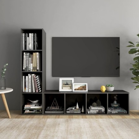 vidaXL TV-Schränke 2 Stk. Hochglanz-Grau 142,5x35x36,5cm Holzwerkstoff