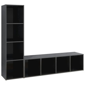 vidaXL TV-Schränke 2 Stk. Hochglanz-Grau 142,5x35x36,5cm Holzwerkstoff