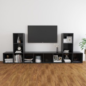 vidaXL 5-tlg. TV-Schrank-Set Grau Holzwerkstoff
