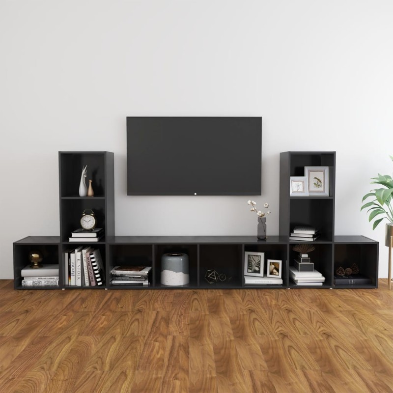 vidaXL 5-tlg. TV-Schrank-Set Grau Holzwerkstoff vidaXL 5-tlg. TV-Schrank-Set Grau Holzwerkstoff