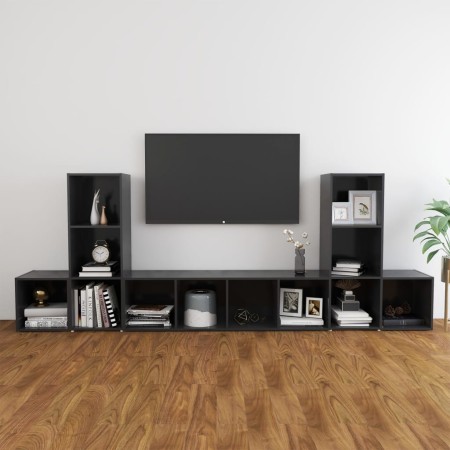 vidaXL 5-tlg. TV-Schrank-Set Grau Holzwerkstoff