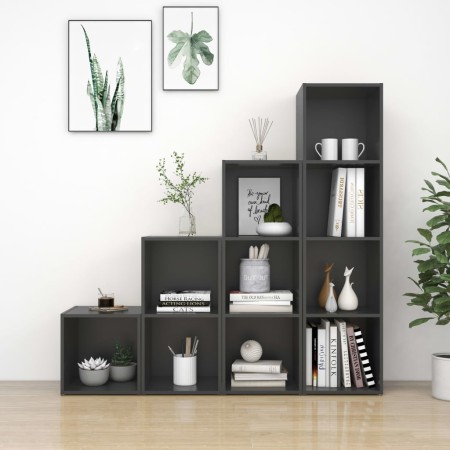 vidaXL 4-tlg. TV-Schrank-Set Grau Holzwerkstoff