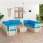 vidaXL 9-tlg. Garten-Sofagarnitur aus Paletten mit Kissen Fichtenholz vidaXL 9-tlg. Garten-Sofagarnitur aus Paletten mit Kissen Fichtenholz