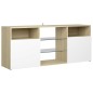 vidaXL TV-Schrank mit LED-Leuchten Weiß Sonoma-Eiche 120x30x50 cm vidaXL TV-Schrank mit LED-Leuchten Weiß Sonoma-Eiche 120x30x50 cm