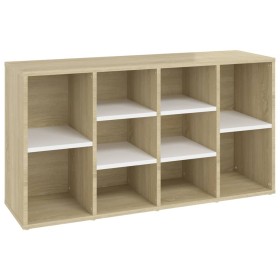 vidaXL Schuhbank Weiß und Sonoma-Eiche 103x30x54,5 cm Holzwerkstoff
