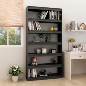 vidaXL Bücherregal/Raumteiler Grau 100x30x200 cm Kiefer Massivholz