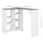 vidaXL Bartisch mit Beweglichem Regal Weiß 138x39x110 cm vidaXL Bartisch mit Beweglichem Regal Weiß 138x39x110 cm