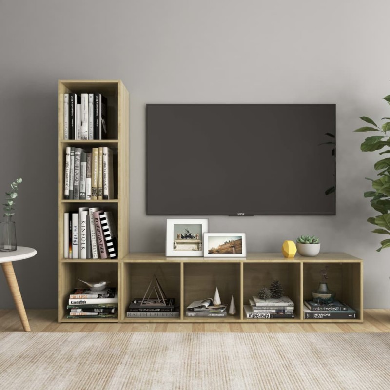 vidaXL TV-Schränke 2 Stk. Sonoma-Eiche 142,5x35x36,5 cm Holzwerkstoff vidaXL TV-Schränke 2 Stk. Sonoma-Eiche 142,5x35x36,5 cm Holzwerkstoff