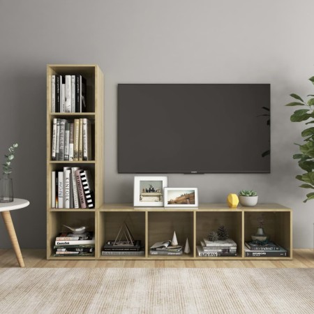 vidaXL TV-Schränke 2 Stk. Sonoma-Eiche 142,5x35x36,5 cm Holzwerkstoff