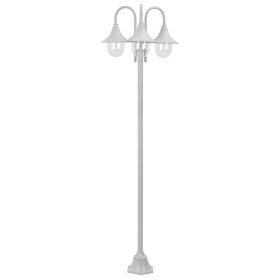 vidaXL Garten-Pollerleuchte E27 220 cm Aluminium 3-Laterne Weiß 