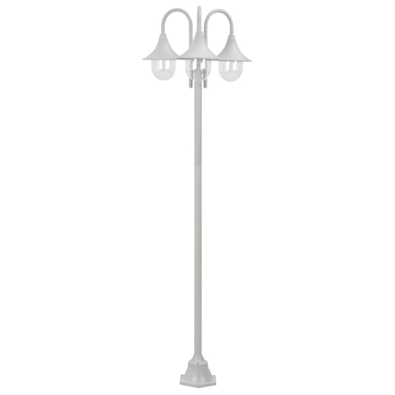 vidaXL Garten-Pollerleuchte E27 220 cm Aluminium 3-Laterne Weiß vidaXL Garten-Pollerleuchte E27 220 cm Aluminium 3-Laterne Weiß