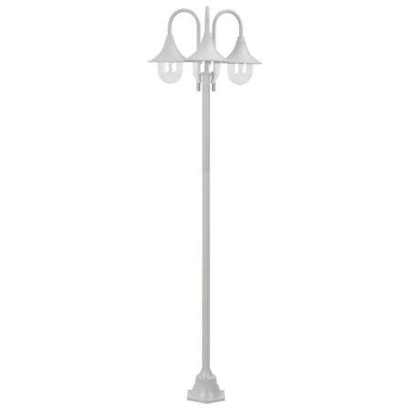 vidaXL Garten-Pollerleuchte E27 220 cm Aluminium 3-Laterne Weiß 