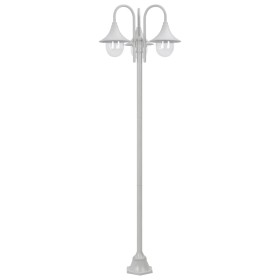 vidaXL Garten-Pollerleuchte E27 220 cm Aluminium 3-Laterne Weiß 