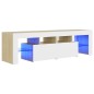 vidaXL TV-Schrank mit LED-Beleuchtung Weiß Sonoma-Eiche 140x36,5x40 cm vidaXL TV-Schrank mit LED-Beleuchtung Weiß Sonoma-Eiche 140x36,5x40 cm