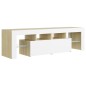 vidaXL TV-Schrank mit LED-Beleuchtung Weiß Sonoma-Eiche 140x36,5x40 cm vidaXL TV-Schrank mit LED-Beleuchtung Weiß Sonoma-Eiche 140x36,5x40 cm