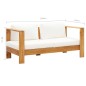 vidaXL Gartensofa mit Kissen 140 cm Akazien Massivholz Cremeweiß vidaXL Gartensofa mit Kissen 140 cm Akazien Massivholz Cremeweiß