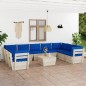 10-tlg. Garten-Sofagarnitur aus Paletten mit Kissen Fichtenholz 10-tlg. Garten-Sofagarnitur aus Paletten mit Kissen Fichtenholz