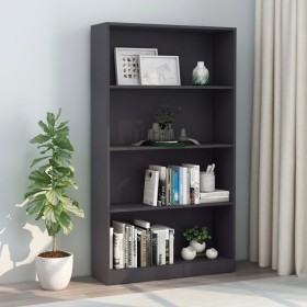 vidaXL Bücherregal 4 Fächer Grau 80x24x142 cm Holzwerkstoff