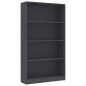 vidaXL Bücherregal 4 Fächer Grau 80x24x142 cm Holzwerkstoff vidaXL Bücherregal 4 Fächer Grau 80x24x142 cm Holzwerkstoff