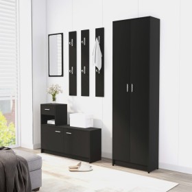 vidaXL Flurmöbel-Set Schwarz Holzwerkstoff