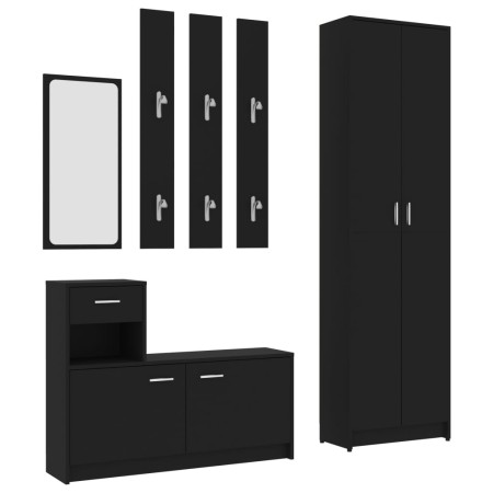 vidaXL Flurmöbel-Set Schwarz Holzwerkstoff