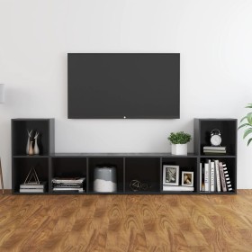 vidaXL 3-tlg. TV-Schrank-Set Grau Holzwerkstoff