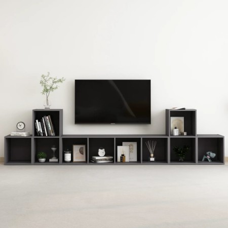 vidaXL 5-tlg. TV-Schrank-Set Grau Holzwerkstoff