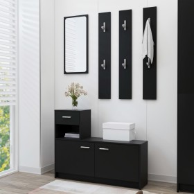 vidaXL Garderobenset Flur Schwarz 100x25x76,5 cm Holzwerkstoff