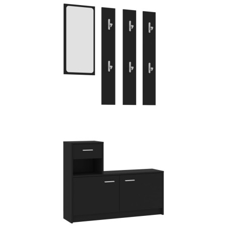 vidaXL Garderobenset Flur Schwarz 100x25x76,5 cm Holzwerkstoff