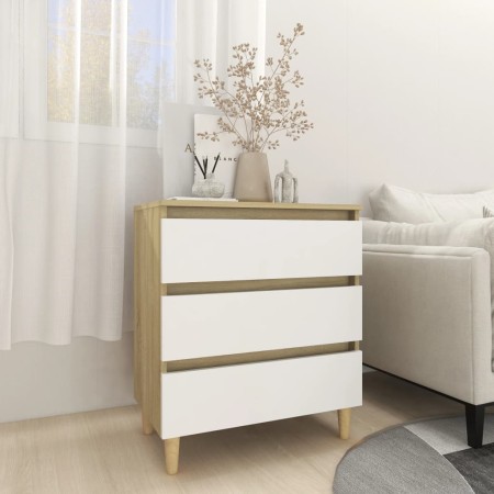 vidaXL Sideboard Weiß und Sonoma-Eiche 60x35x69 cm Holzwerkstoff