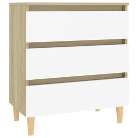 vidaXL Sideboard Weiß und Sonoma-Eiche 60x35x69 cm Holzwerkstoff